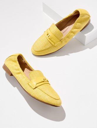 Talbots Katrina Bit Raffia Loafers - Sunshine Yellow - 10 1/2 M Talbots