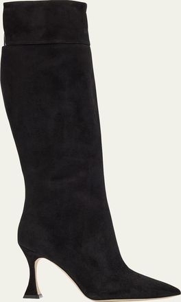 Manolo Blahnik Miralonepla Suede Knee Boots
