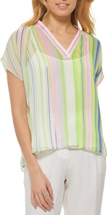DKNY Dkny Striped V-Neck Shirt