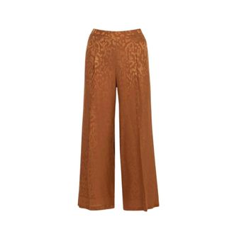 Carolina Herrera Broeken, Dames, Bruin, S, Zijden Jacquard Rechte Pijpen Broek