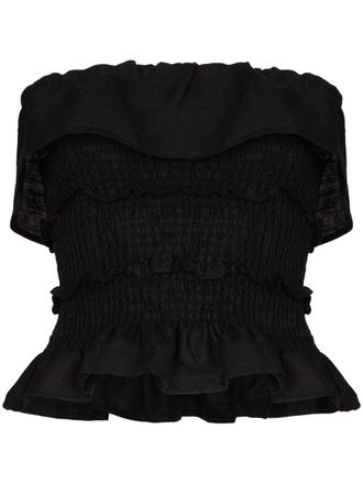 Reformation Millet smocked strapless top - Black