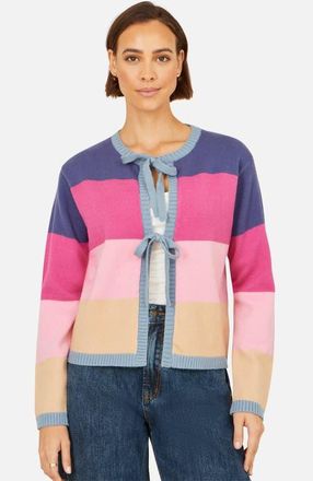 Yumi Block Stripe Tie Front Cardigan in Multi at Nordstrom, Size Medium