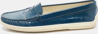 Tod's Tods Teal Patent Leather Penny Loafers