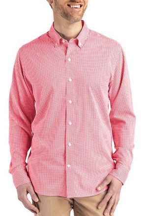 Cutter & Buck Skyline Epic Confidence Check Stretch Button-Down Shirt in Red/white at Nordstrom, Size 4Xlt
