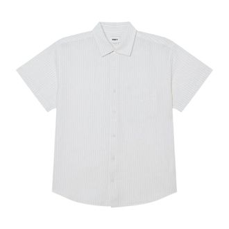 Obey Short Sleeve Shirts, male, White, Size: L Short Sleeve Striped Shirt