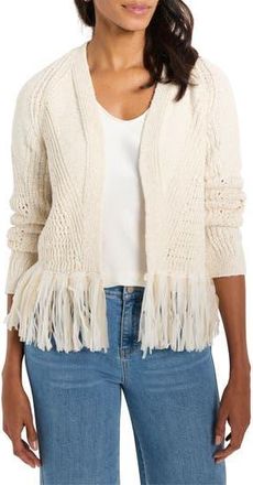 Nic+Zoe Fringe Trim Cardigan in Canvas at Nordstrom Rack, Size X-Large