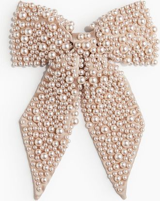H&M Bow-decorated Hair Clip in Beige at Nordstrom