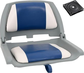 vidaXL Set Asientos Plegables Para Barco 2 Uds Con Coj&iacute;n Blanco Y Azul Vidaxl