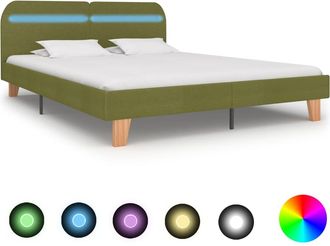 vidaXL Vidaxl - Estructura De Cama Con Led Sin Colch&oacute;n Tela Verde 160x200 Cm