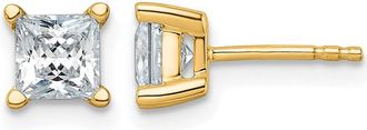 Diamond2Deal 14k Gold 1 1/2 ctw Princess Lab Grown Diamond Stud Earrings