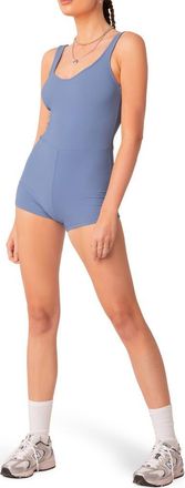 Edikted Drea Open Back Rib Romper in Blue at Nordstrom, Size X-Small