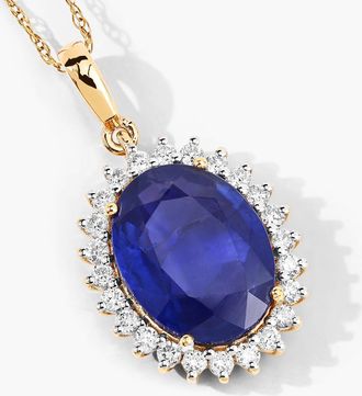 Diana M. Jewels Ceylon Blue Sapphire Oval 10.50x8mm ( Height 3.70mm ) - 1Pc + White Diamond F/C Round 1.30mm ( SI1-SI2/ GH Color ) - 24Pcs ( J Back ) ( White Pen Rhod