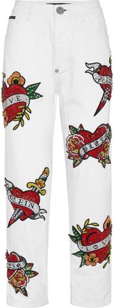 Philipp Plein Jeans, Dames, Wit, W24, Denim, Jeans Mom Fit Love