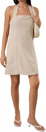 Gilli Gabriella Stripe Halter Mini Dress In Taupe