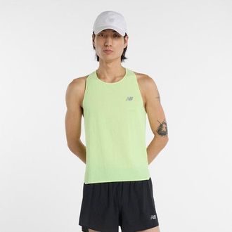 New Balance Uomo Race Day Ultra Light Singlet in Verde/Grigio, Politessuto, Taglia M