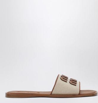 Miu Miu Slide sandals in canvas and leather