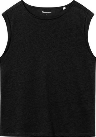 Knowledge Cotton Apparel Loose Fold Up Linen Top f&uuml;r Damen | schwarz