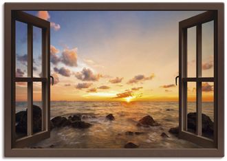 Artland Wandbild »Fensterblick Sonnenuntergang am Meer« Fensterblick 1 Stk. tlg. als Alubild, Outdoorbild, Leinwandbild, Poster, Wandaufkleber