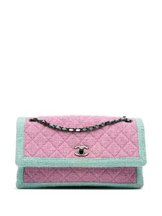 Chanel 2015-2016 CC Quilted Bicolor Tweed Flap shoulder bag - women - Fabric - One Size - Green