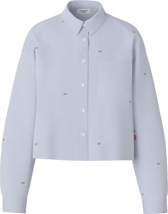 Joop Langarmbluse JOOP JEANS Basima, Damen, Gr. XL, lt, pastel blau, Web, Obermaterial: 100% Baumwolle, kurz, 1-Knopf-Manschette, Blusen Langarmbluse