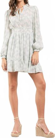 Blu Pepper Empire Waist Long Sleeve Mini Dress In Mint Green
