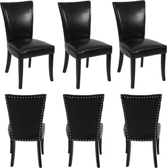 Hhg Hhg - Nunca Usado] Juego De 6 Sillas De Comedor Chesterfield, Silla De Cocina, Remaches Con Certificado Mvg, Piel Sint&eacute;tica, Negro, Patas Oscuras
