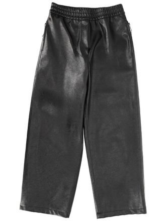 Msgm Black Viscose-Blend Leather-Like Sweatpants
