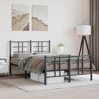 Berkfield Home Metal Bed Frame without Mattress with Footboard Black 120x190cm | Size: 120x190 cm