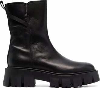 Premiata Leren Schapenvacht Enkellaars - Dames - Enkellaarsjes - Zwart - 37 EU - Leer - Schoenen