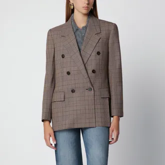 Chlo&eacute; Brown Prince of Wales double-breasted jacket