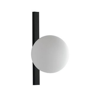 Luce-Ambiente-Design Aplique Enoire en Metal Negro con Difusor de Vidrio Blanco