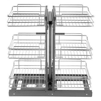 OEM Organizador De Esquinas Ciegas, Organizador De Gabinete De Cocina De 3 Niveles Y 6 Estantes, De Acero Al Carbono Cromado, Compatible Con Apertura Izqu