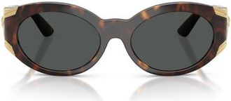 Versace 55mm Oval Sunglasses in Havana/dark Grey at Nordstrom