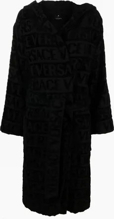 Versace Mens Versace Allover Bathrobe Cotton Black - Size: Regular/36