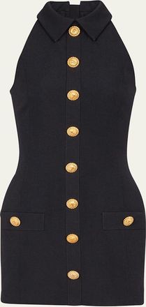 Balmain Body-Con Buttoned Wool Mini Dres