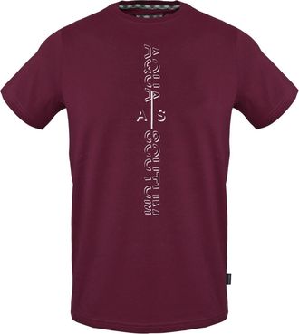 Aquascutum Heren verticaal logo T-shirt (Rood)