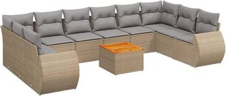 vidaXL Set De Sof&aacute;s De Jard&iacute;n 11pzas Con Cojines Rat&aacute;n Sint&eacute;tico Beige Vidaxl