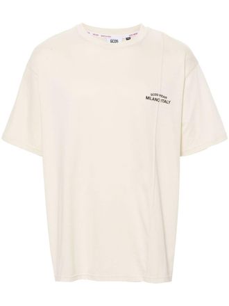 GCDS embroidered-logo cotton T-shirt - Neutrals