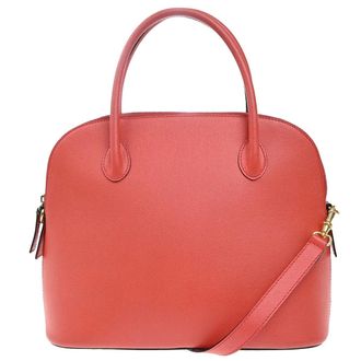 Celine Vintage Convertible Bowler Leather Red Leather Handbag (Pre-Owned)
