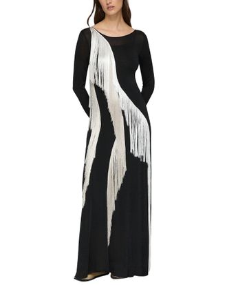 Lafayette 148 New York Embroidered Fringe Knit Maxi Dress
