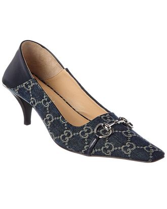 Gucci Vittoria Gg Denim & Leather Pump