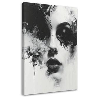 Feeby Impresi&oacute;n De Imagen, Para Sal&oacute;n Dormitorio Retrato Abstracto De Una Mujer En Blanco Y Negro, 80x120
