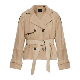 AllSaints Leather Jackets, female, Beige, Size: XS Reed Suede Jacket