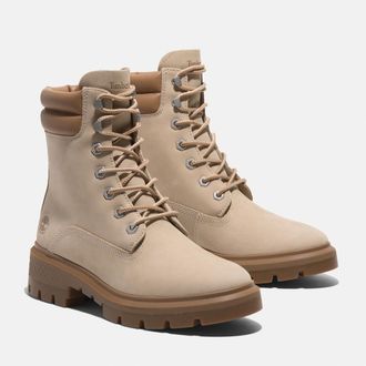 Timberland Winterstiefel TIMBERLAND CORTINA VALLEY MID LACE UP WATERPROOF BOOT, Damen, Gr. 37, beige (light beige nubuck), Leder, Schuhe Winterstiefel, Wintersch