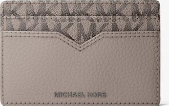 Michael Kors Hudson Pebbled Leather and Signature Logo Money Clip Card Case