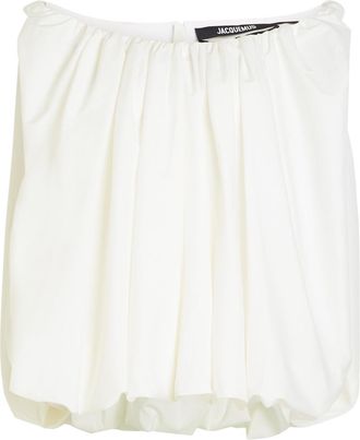 Jacquemus Le Top Lavande Draped Cotton-blend Poplin top - White - 40 (UK12 / M)