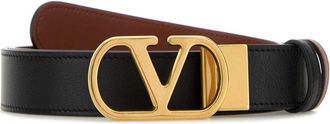 Valentino Garavani Black Reversible Leather Belt