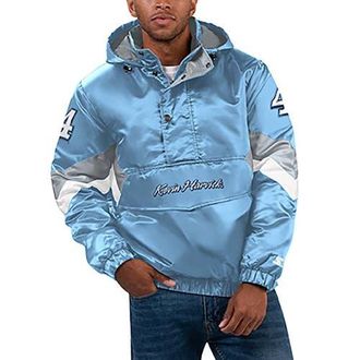 Starter Mens Starter Light Blue Kevin Harvick Home Team Satin Half-Zip Hoodie Jacket at Nordstrom, Size Xx-Large