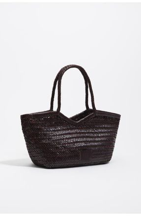 Bimba & Lola Large Braided Leather Shopper Bag in Aubergine at Nordstrom
