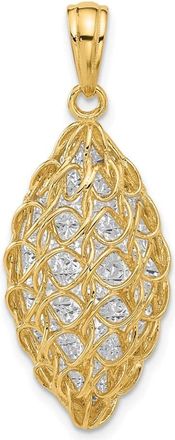 Diamond2Deal 14k Two-tone Gold Polished and Dia-cut Pendant